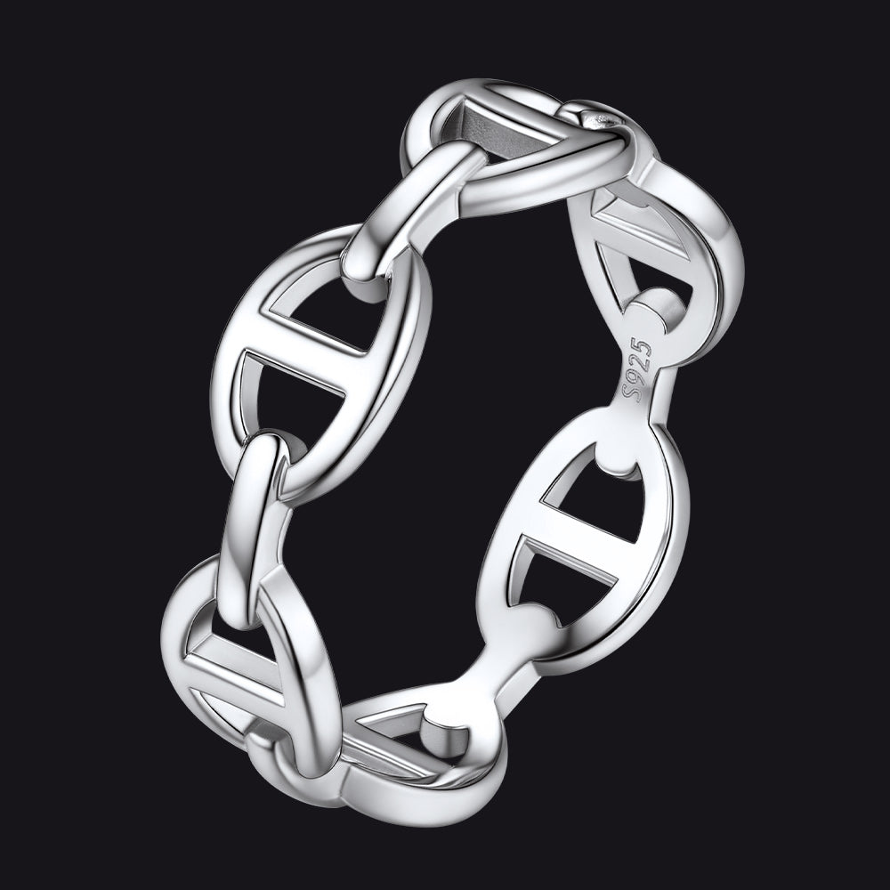 925 Sterling Silver Mariner Chain Link Rings for Men Women