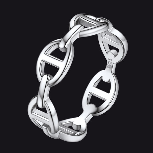 925 Sterling Silver Mariner Chain Link Rings for Men Womenimg