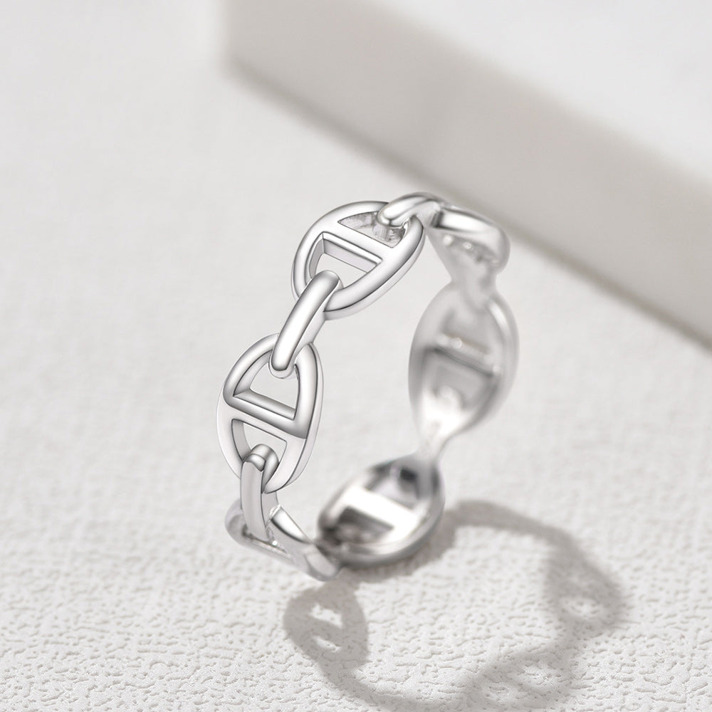 925 Sterling Silver Mariner Chain Link Rings for Men Women