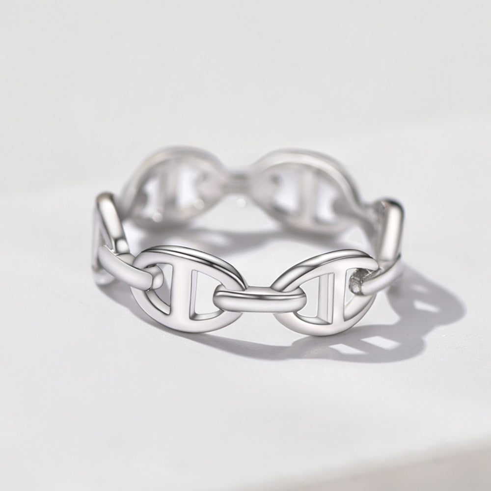 925 Sterling Silver Mariner Chain Link Rings for Men Women