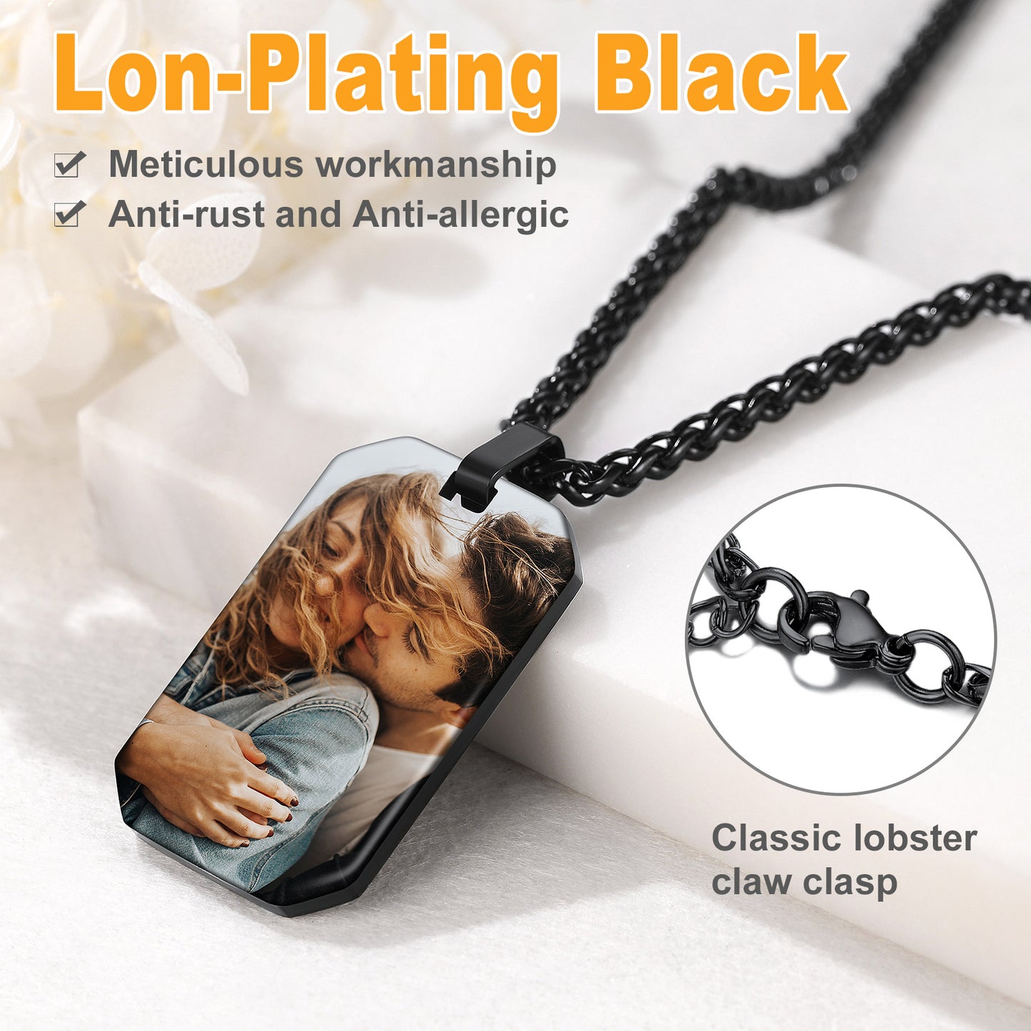 Customized Memory Picture Photo Dog Tag Necklace for Men