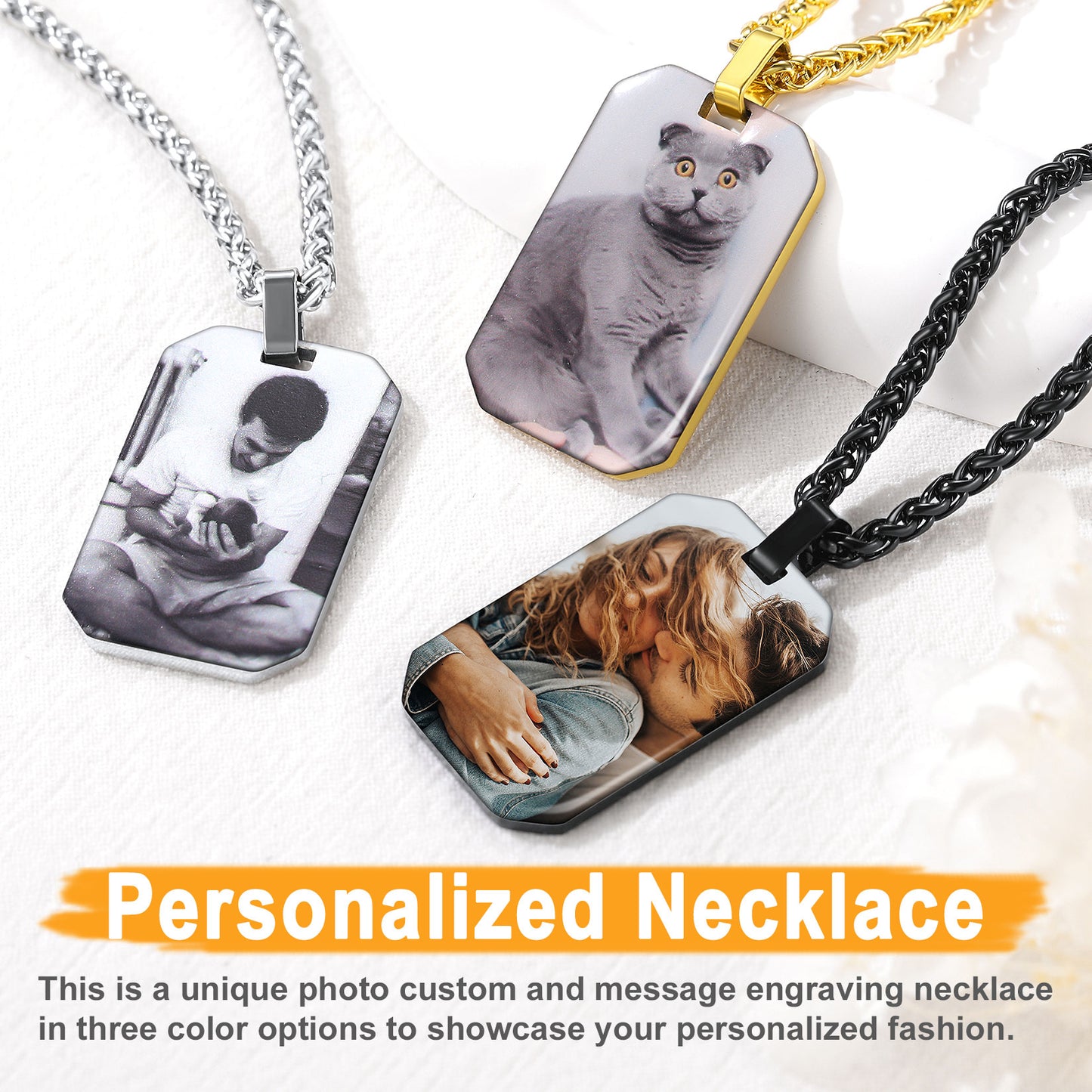 Customized Memory Picture Photo Dog Tag Necklace for Men Women