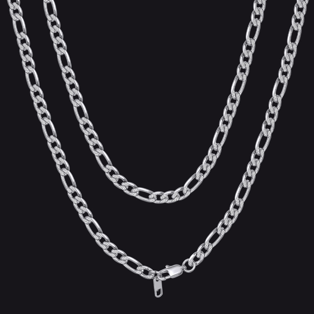 Men's Figaro Chain Link Necklace, 6/7.5/10 mm Wide