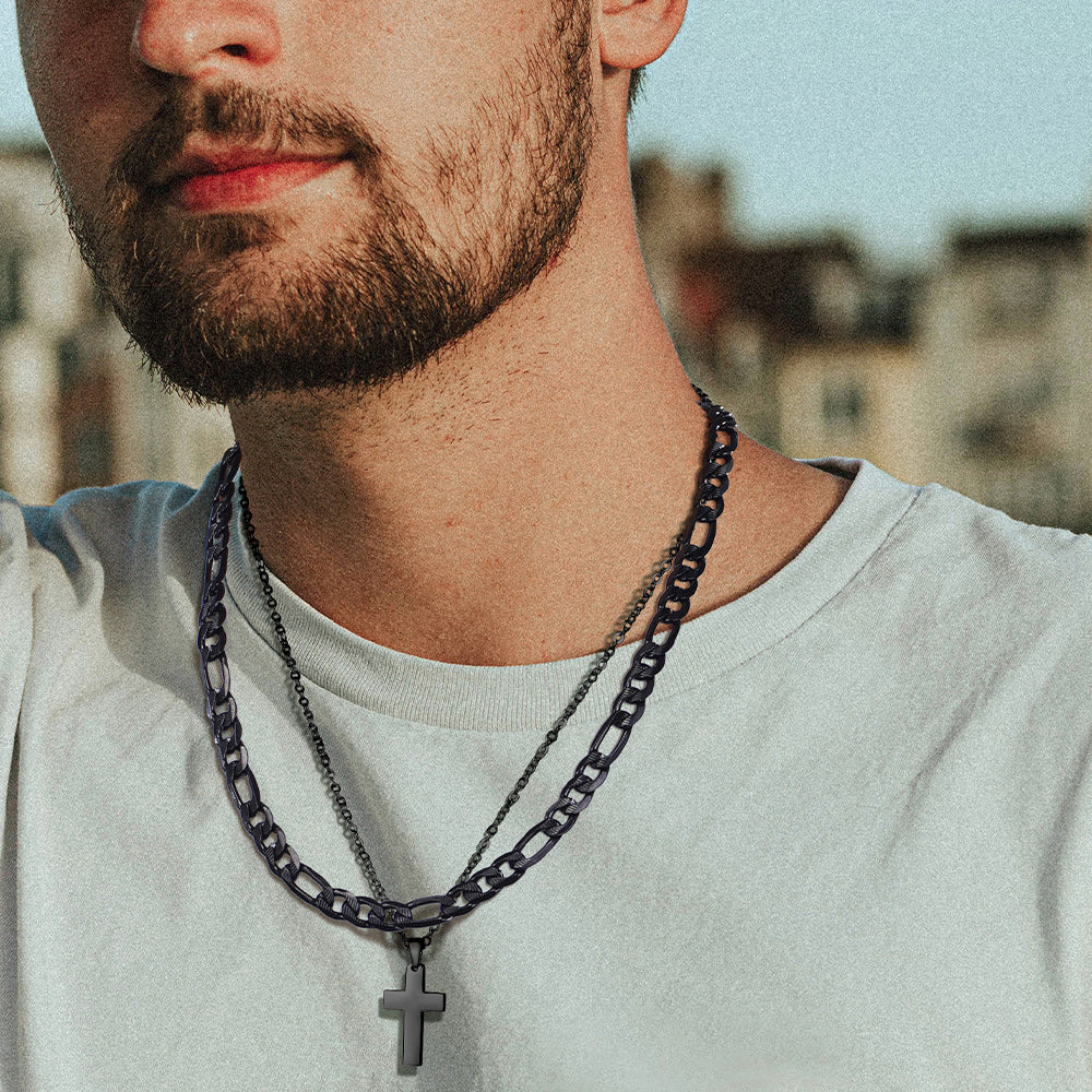 Men's Figaro Chain Link Necklace, 6/7.5/10 mm Wide