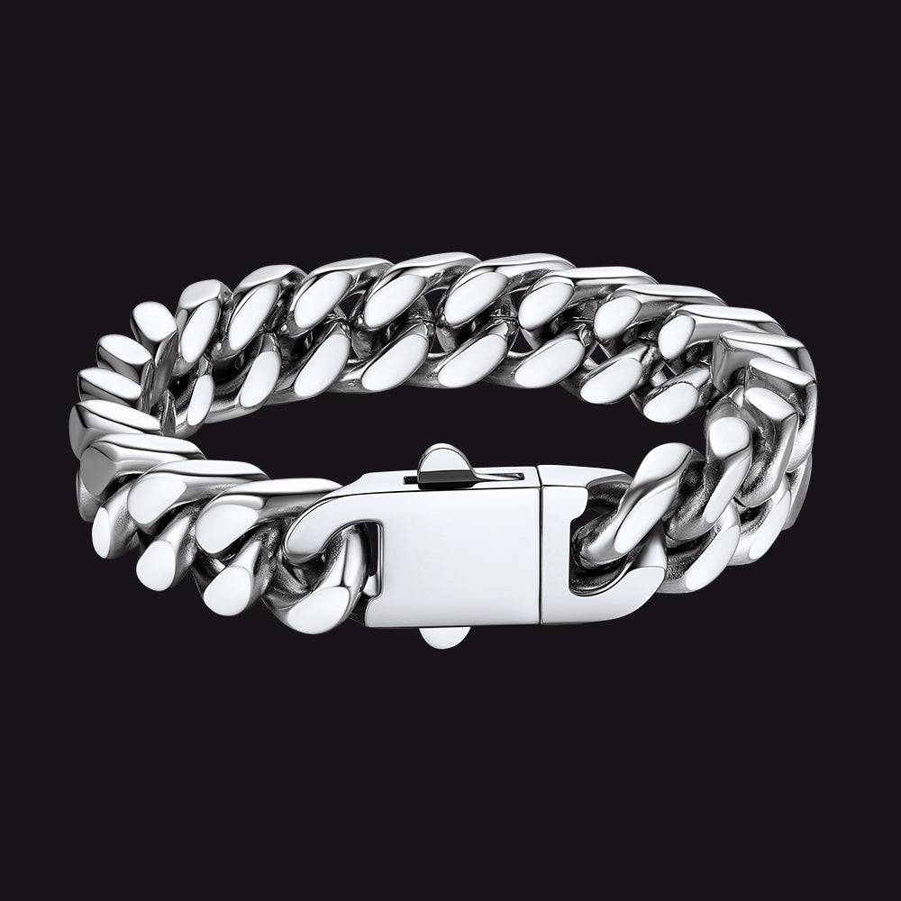 Close-up of a Miami Cuban link bracelet with a fold-over clasp
