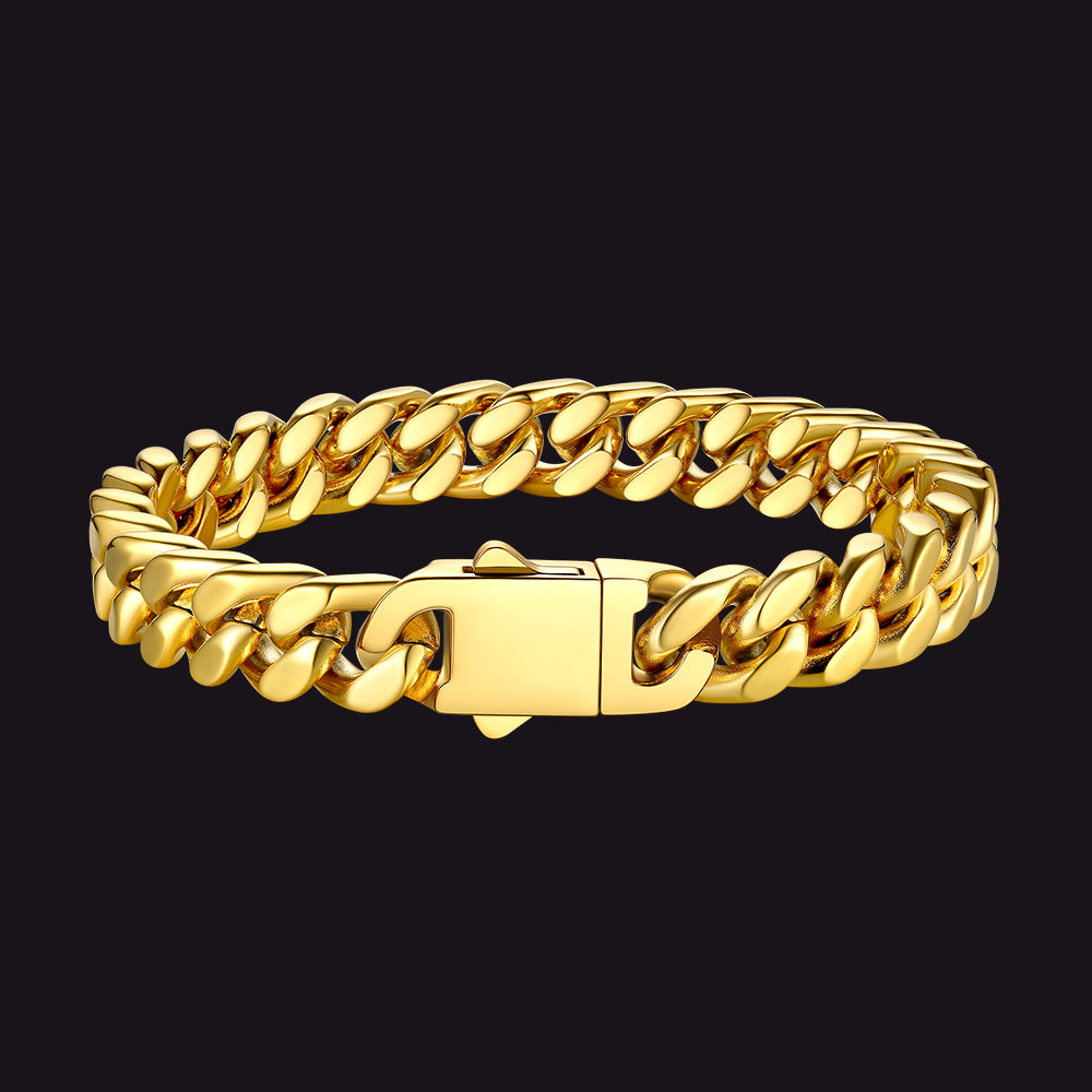 Miami Cuban Link Chain Bracelet 5/7/9/12mm Width for Men
