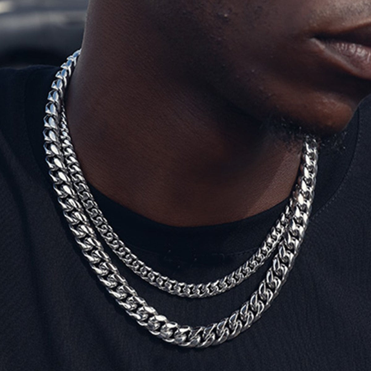 Silver Cuban Chain Necklace for Men