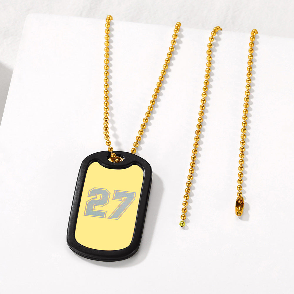 Customized Dog Tag Necklace with Number 27