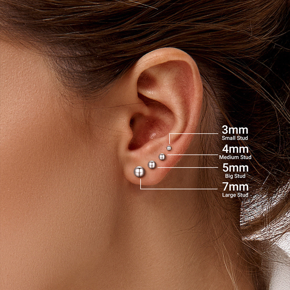 S925 Silver Minimalist Ball Stud Earrings for Women
