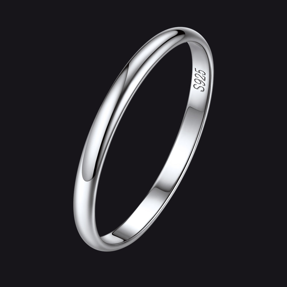 Sterling Silver Minimalist Band Rings for Couple Men Women