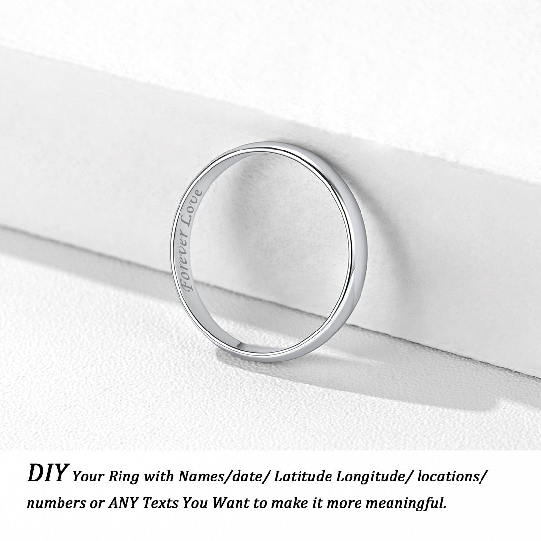 Sterling Silver Minimalist Band Rings for Couple Men Women