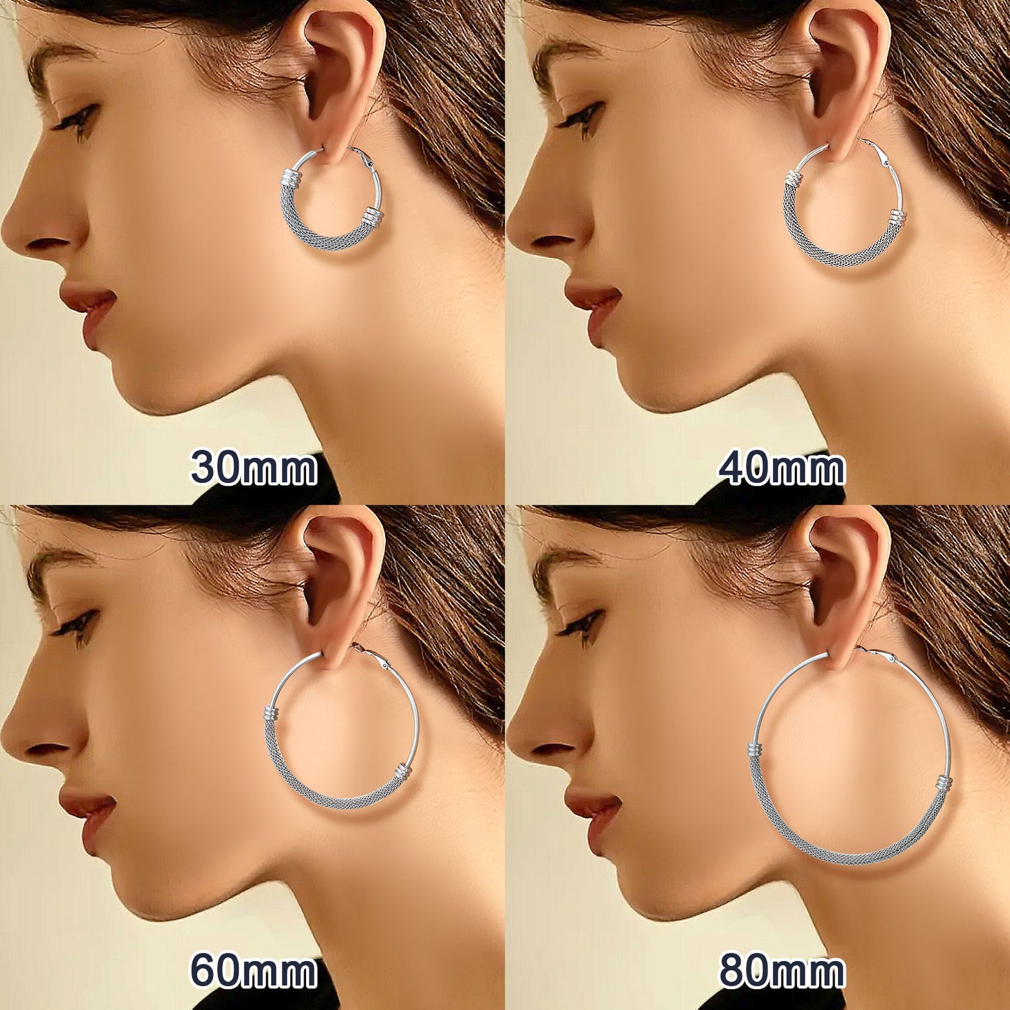 Minimalist Hoop Earrings For Women 30mm/40mm/60mm/80mm