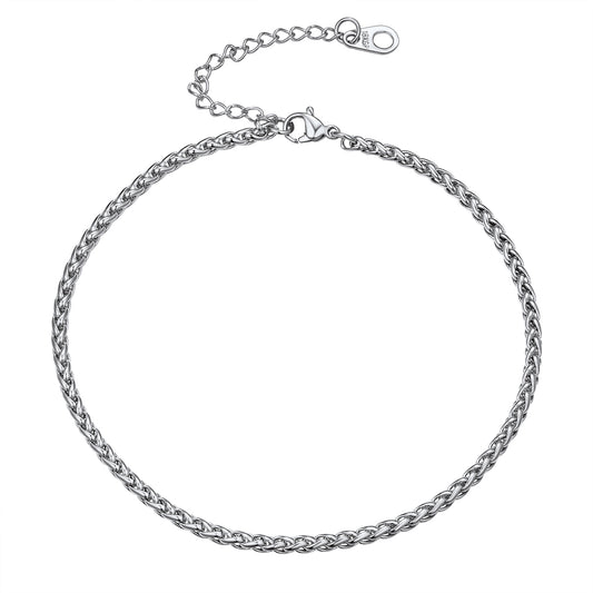 Silver Stainless Steel Chain Anklet Adjustable 8-10.5 Inchimg