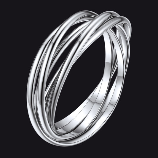 925 Sterling Silver Multi Interlocked Rolling Stackable Rings for Women Menimg
