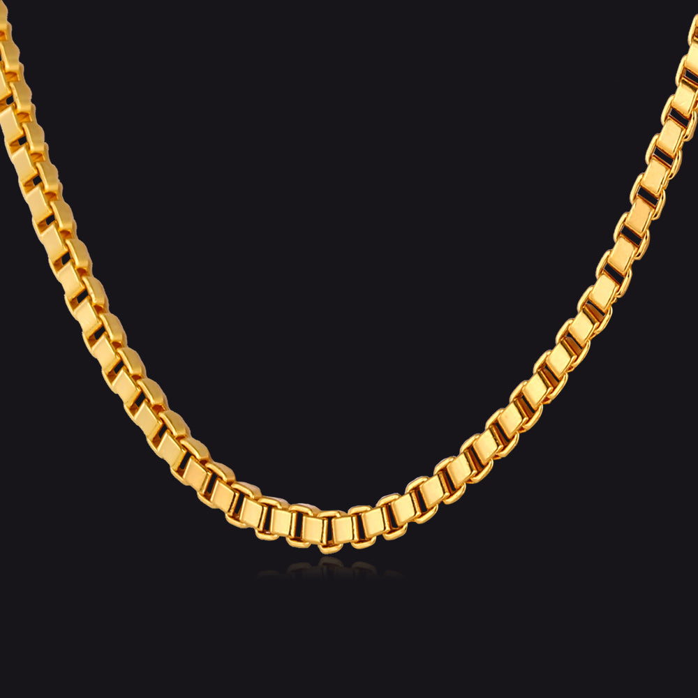 2MM Width Box Chain Link Necklace for Men