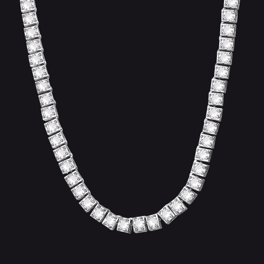 4mm silver iced-out copper chain necklace with cubic zirconia stonesimg