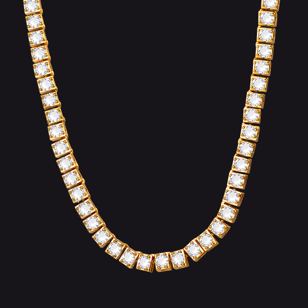 4mm gold bling chain necklace with CZ stones, for men and women
