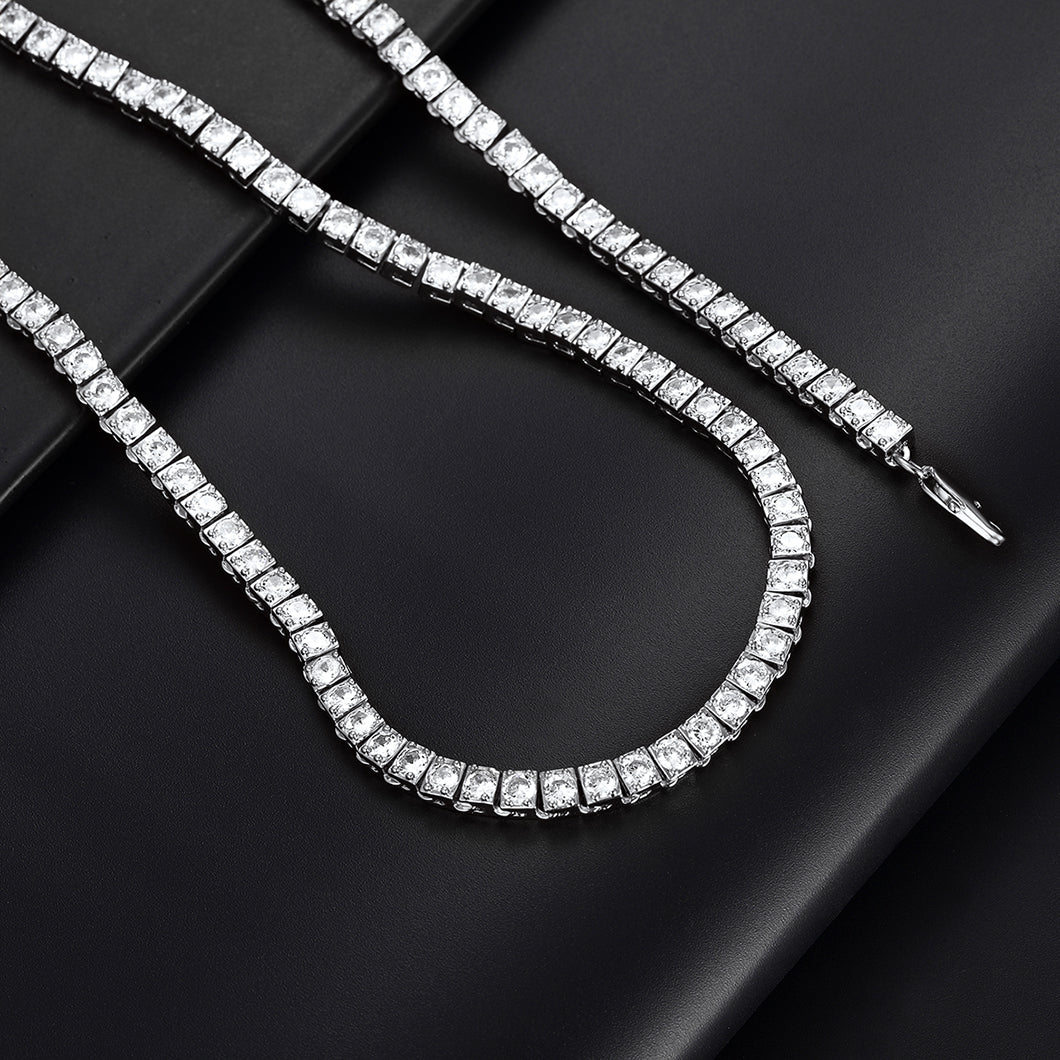 Detail shot of clasp and links on gold bling chain necklace