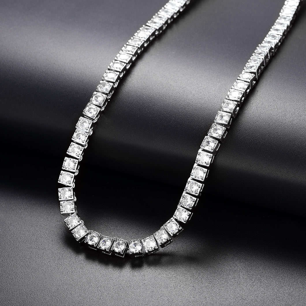 Close-up of gold cubic zirconia chain
