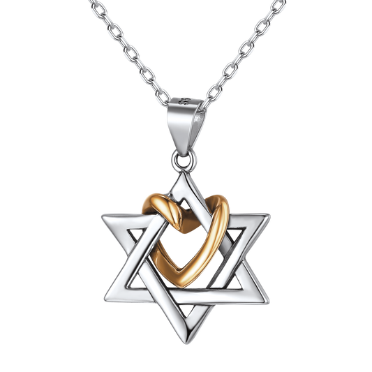 FaithHeart Star of David Sterling Silver Pendant With Heart Necklace FaithHeartimg