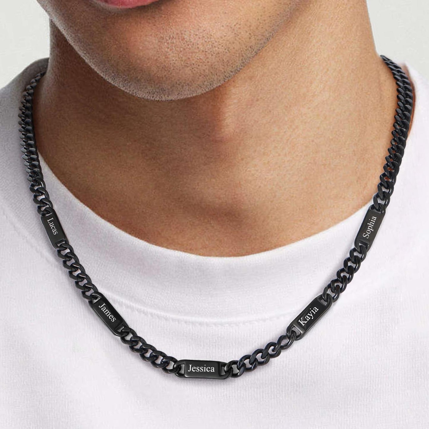 To My Men Engraved Name Chain Necklace, Birthday or Anniversary Gift for Him FaithHeart Jewelry