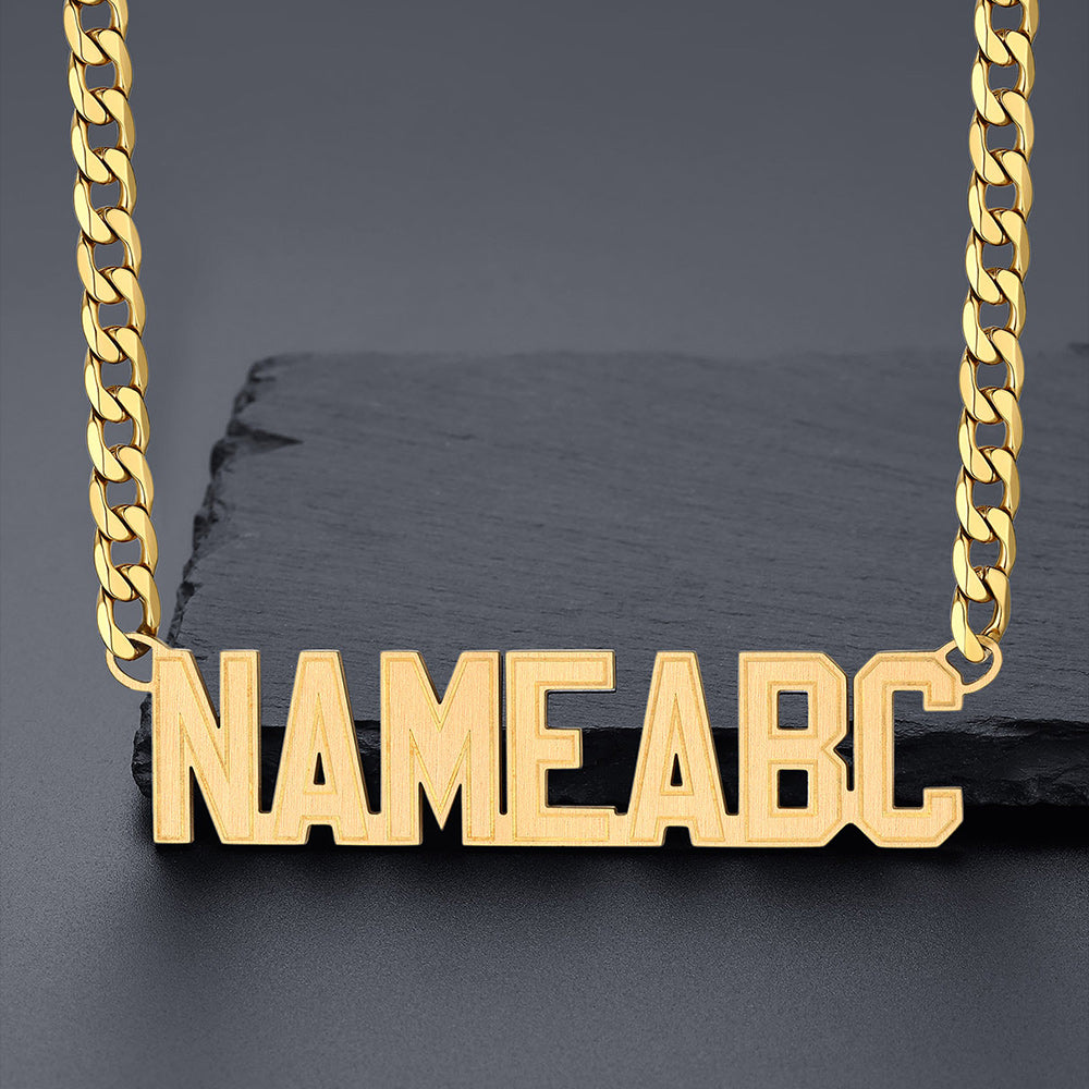 Gold Personalized Cuban Chain Necklace - NAMEABC