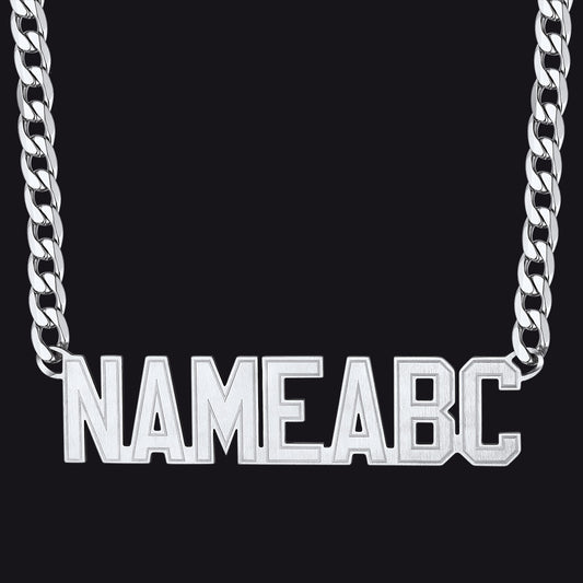 Personalized Nameplate Cuban Chain Necklace for Men - NAMEABCimg