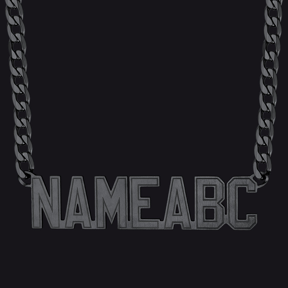 Black Personalized Cuban Chain Necklace NAMEABC