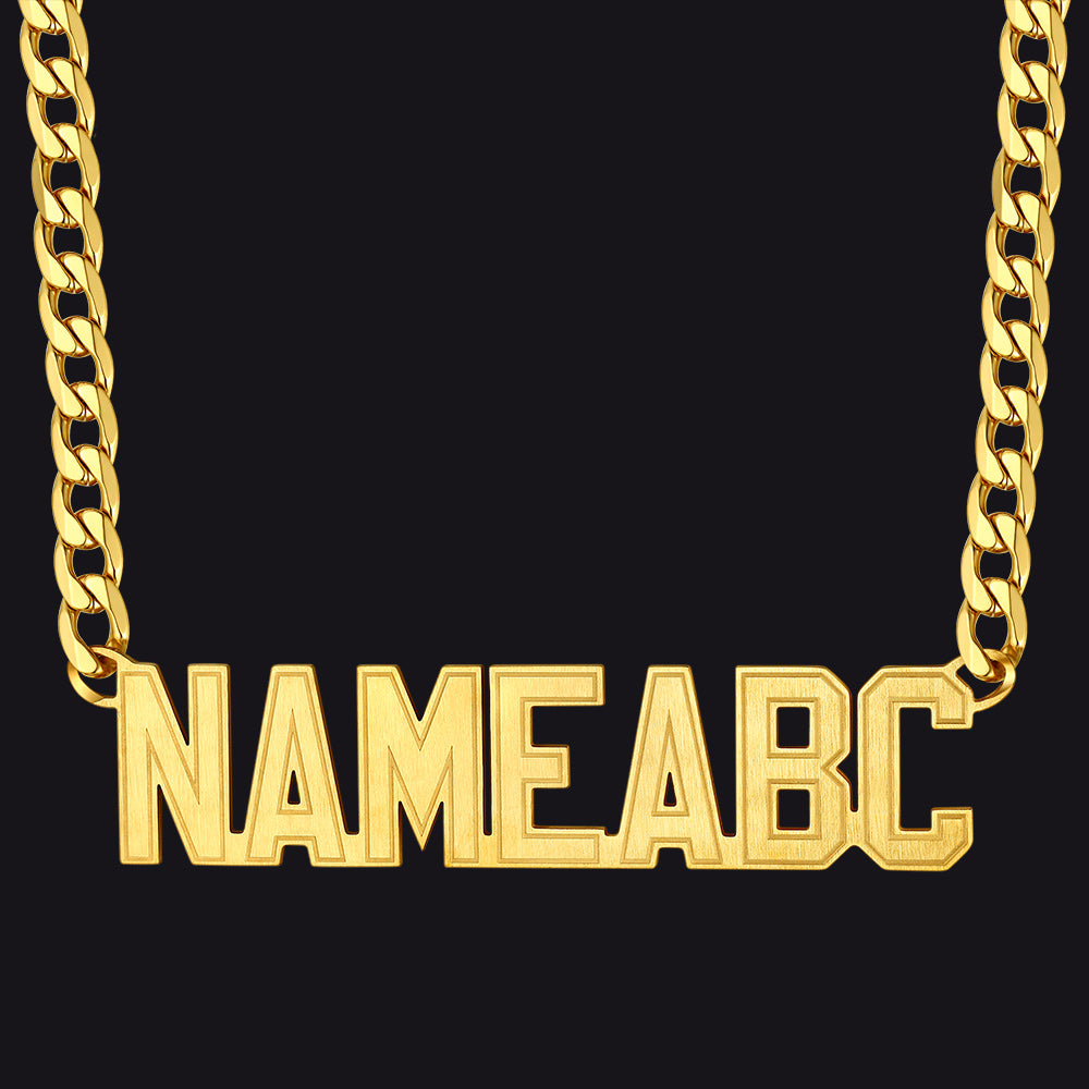 Gold personalized NAMEABC Cuban chain necklace for men