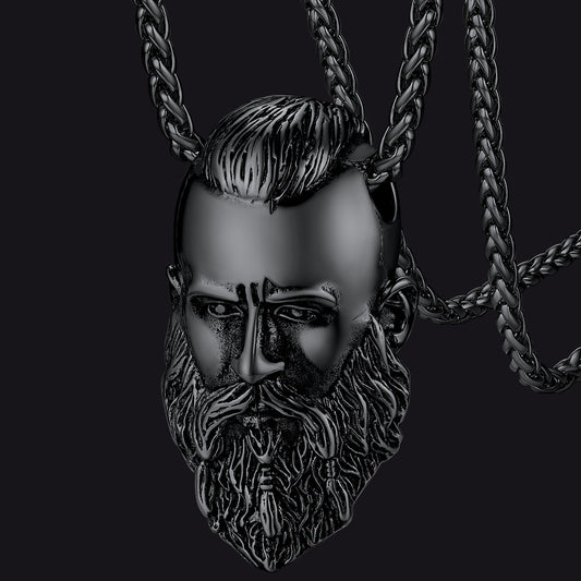 FaithHeart Nordic Viking Head Necklace Amulet for Men Boysimg