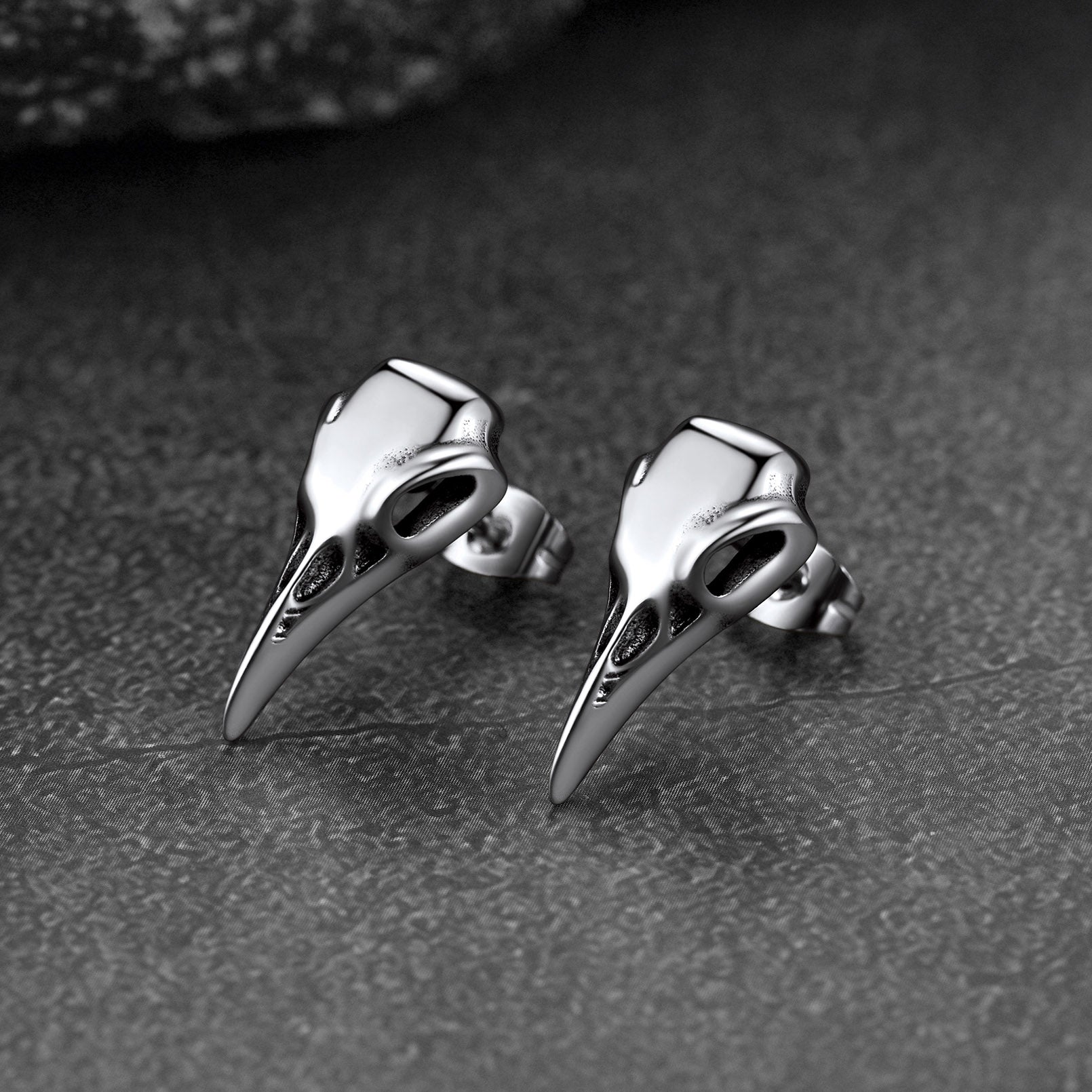 FaithHeart Gothic Norse Viking Raven Stud Earrings for Men