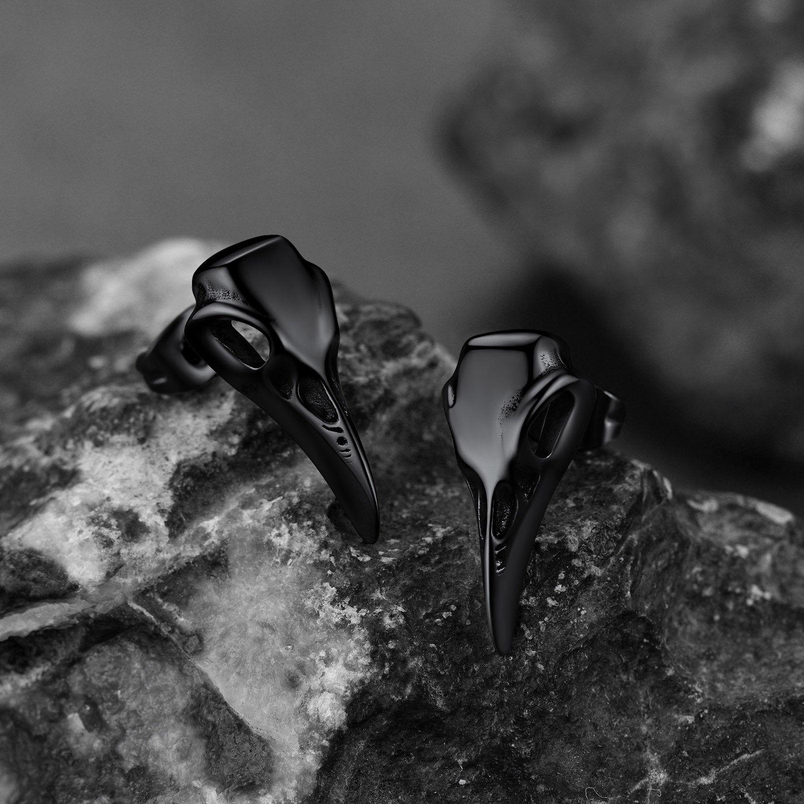 FaithHeart Gothic Norse Viking Raven Stud Earrings for Men