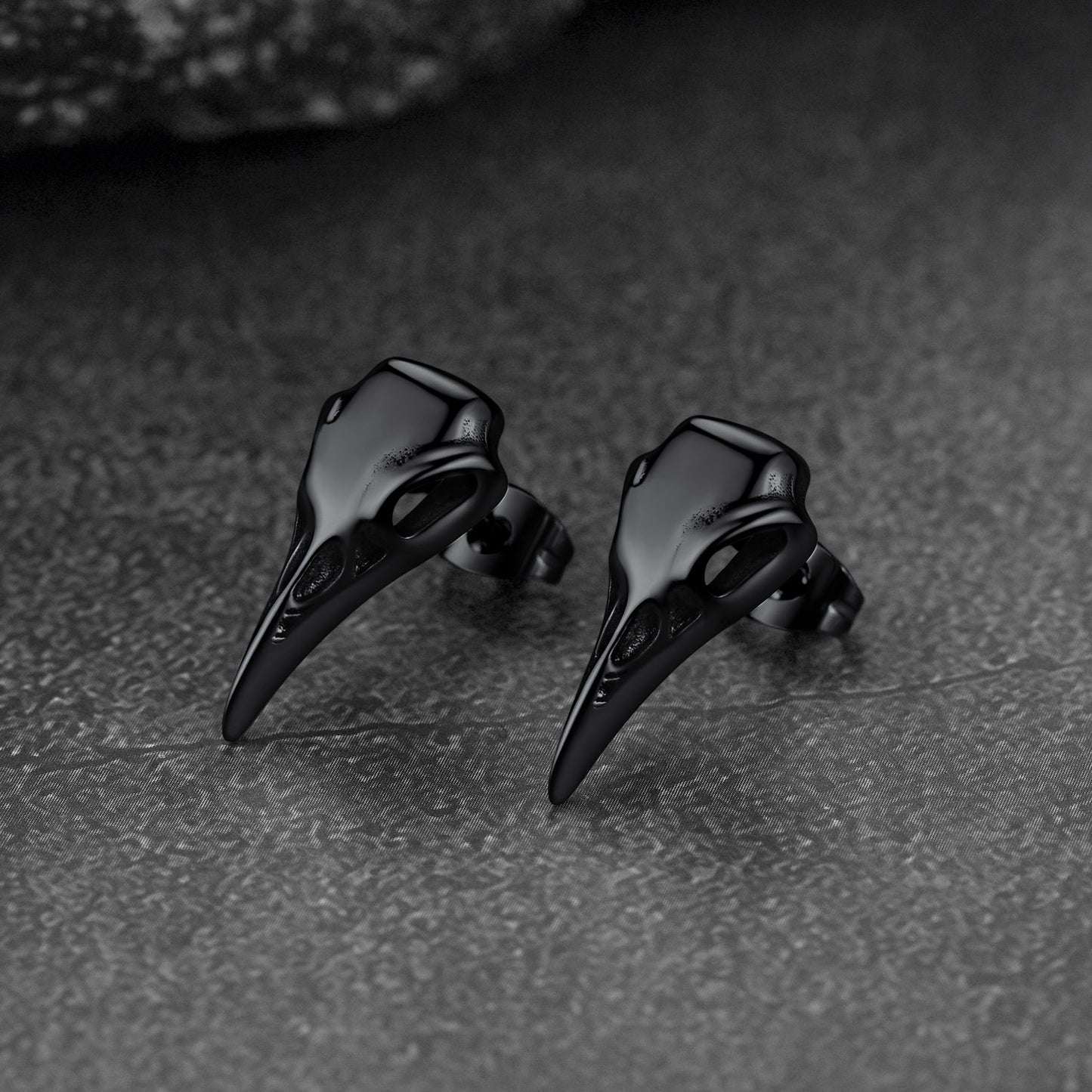 FaithHeart Gothic Norse Viking Raven Stud Earrings for Men