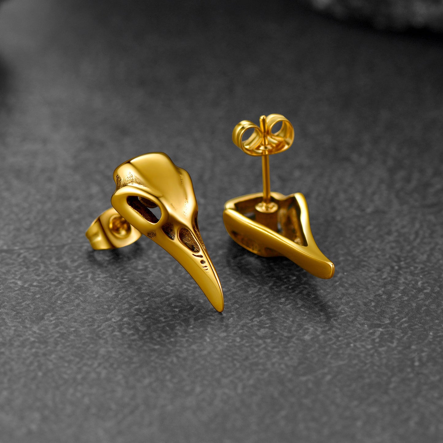 FaithHeart Gothic Norse Viking Raven Stud Earrings for Men