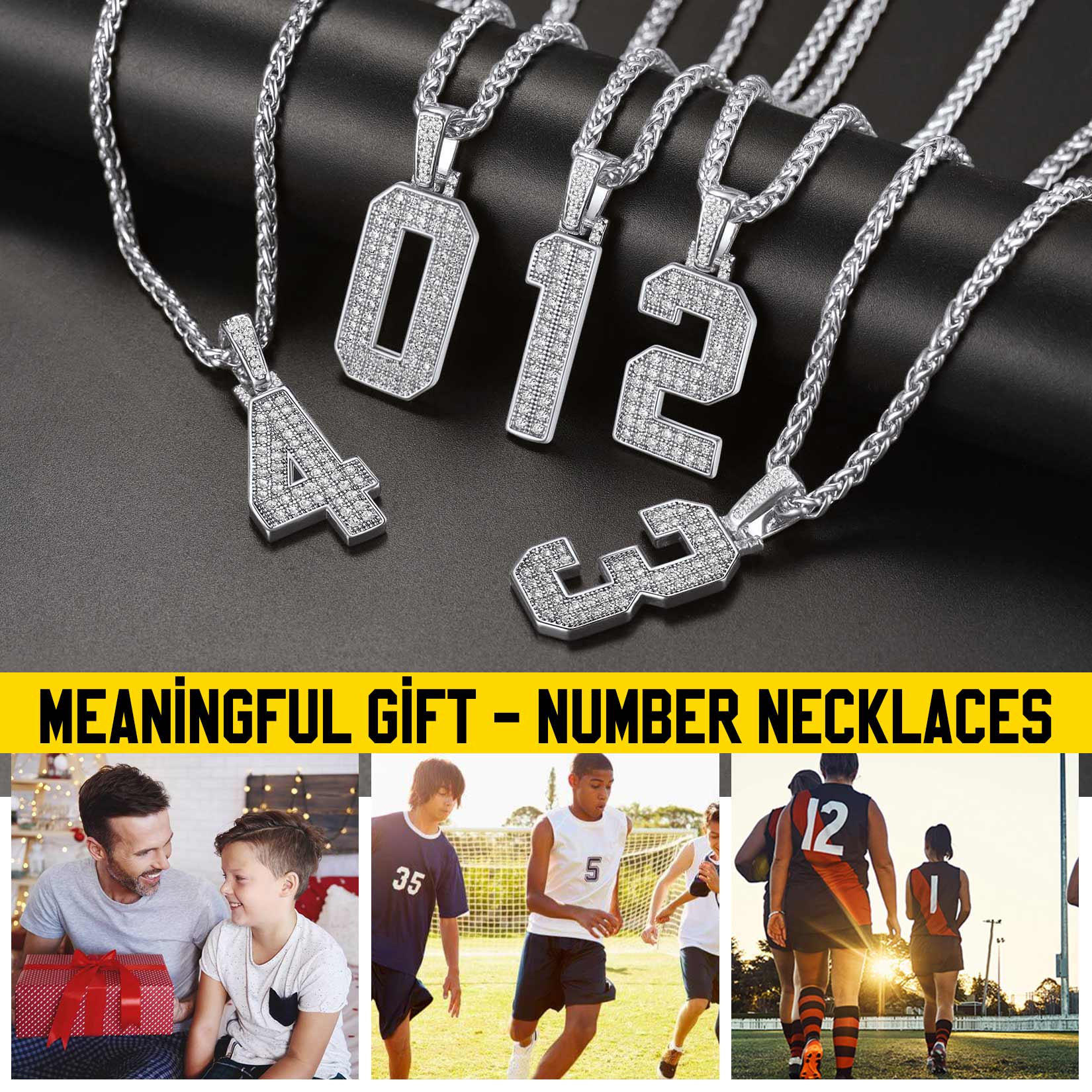 Number necklaces, Meaningful gift idea with cubic zirconia