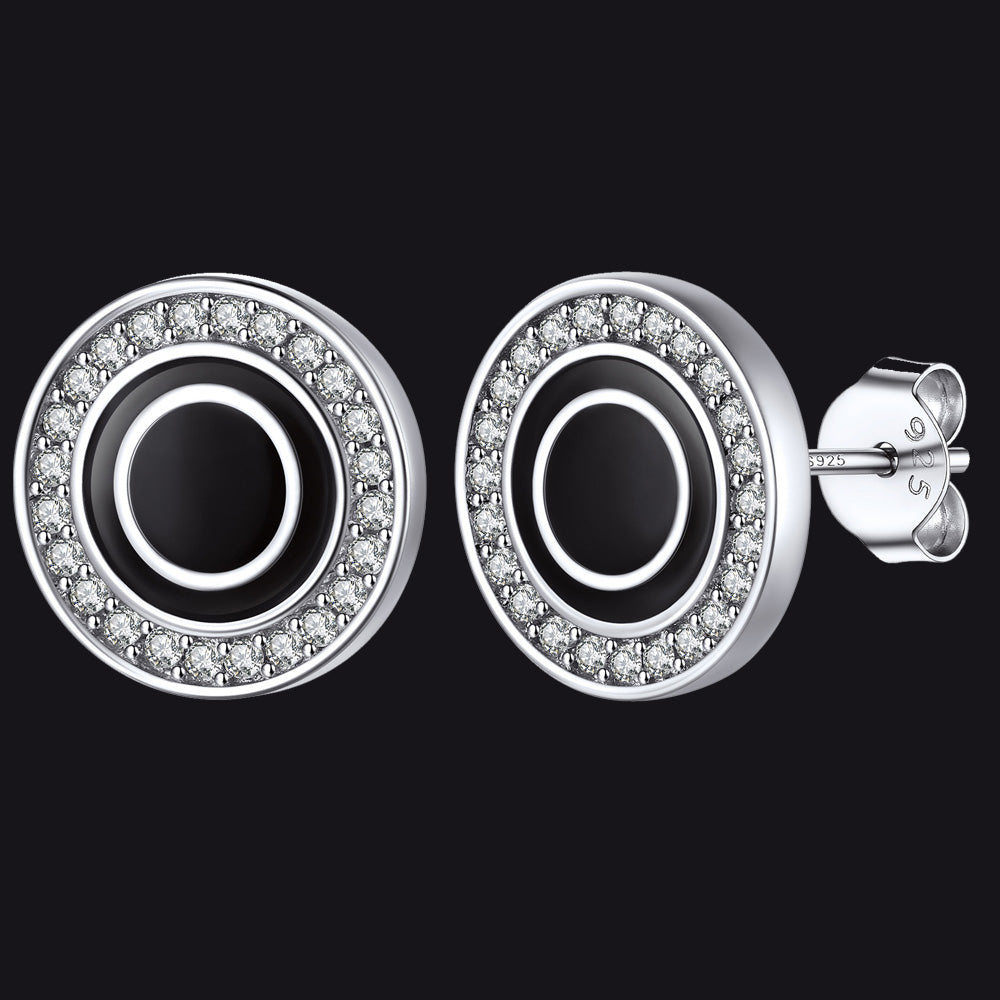 A-Z Initial Letter CZ Sterling Silver Stud Earrings FaithHeart