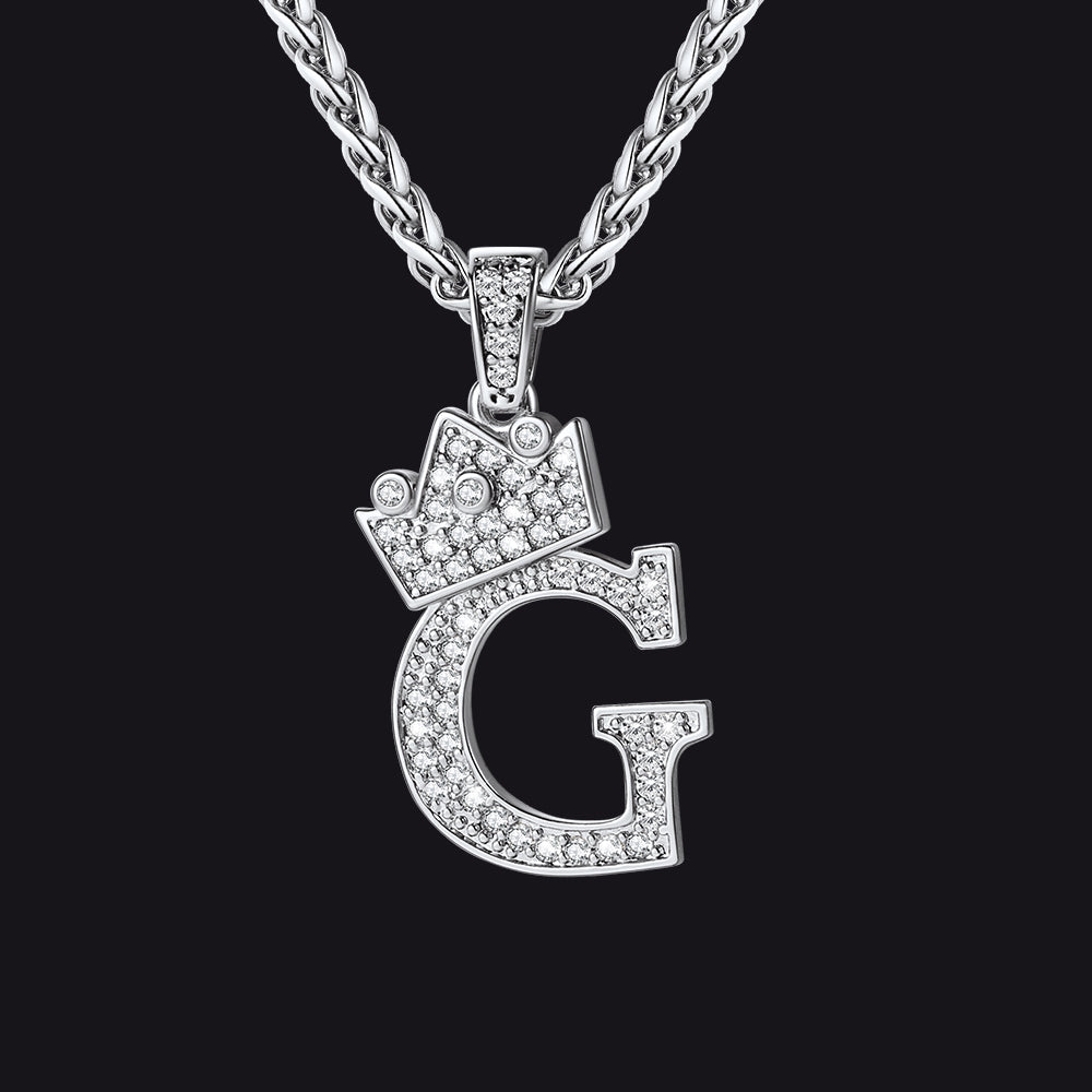 Steel G initial CZ Cuban chain necklace for men and women