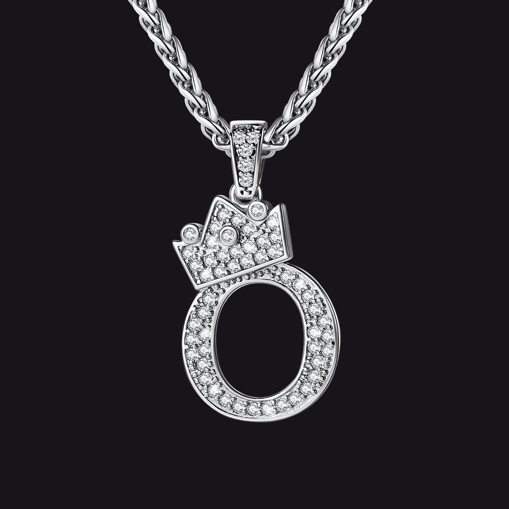 Steel O initial CZ Cuban chain necklace for men and women