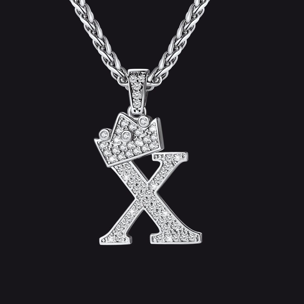 Steel X initial CZ Cuban chain necklace for men and women