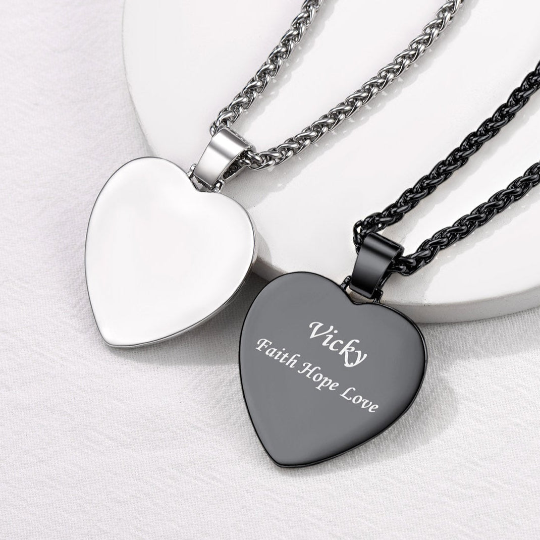 Custom Cubic Zirconia Heart Shape Picture Necklace Gift