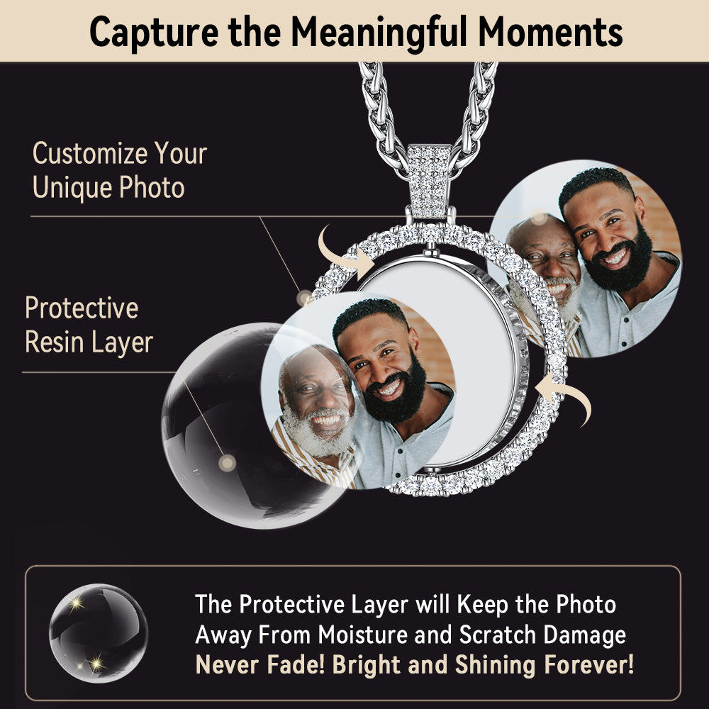 Personalized picture necklace with photo protection, memorial gift