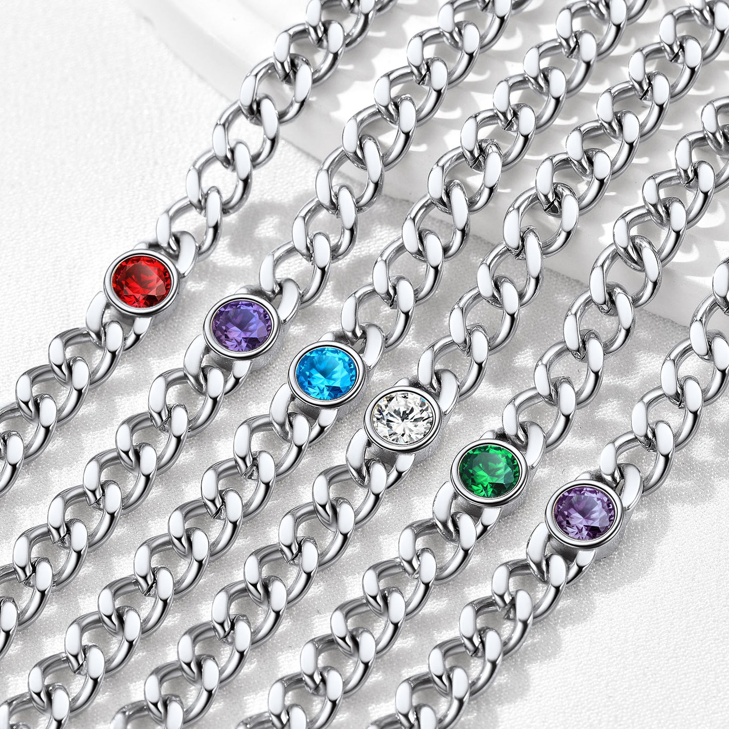 Cuban Link Birthstone Anklet Summer Beach Jewelry for Women