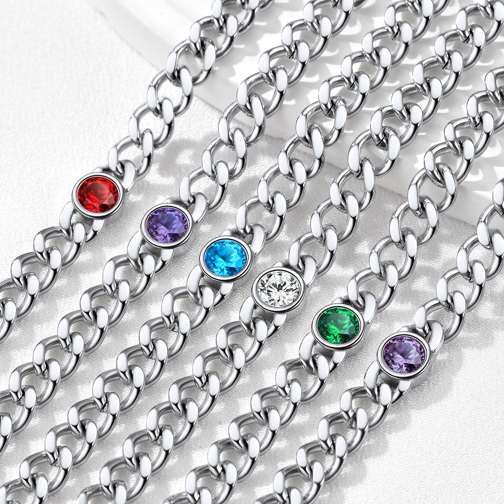 Cuban Link Birthstone Anklet Summer Beach Jewelry for Women