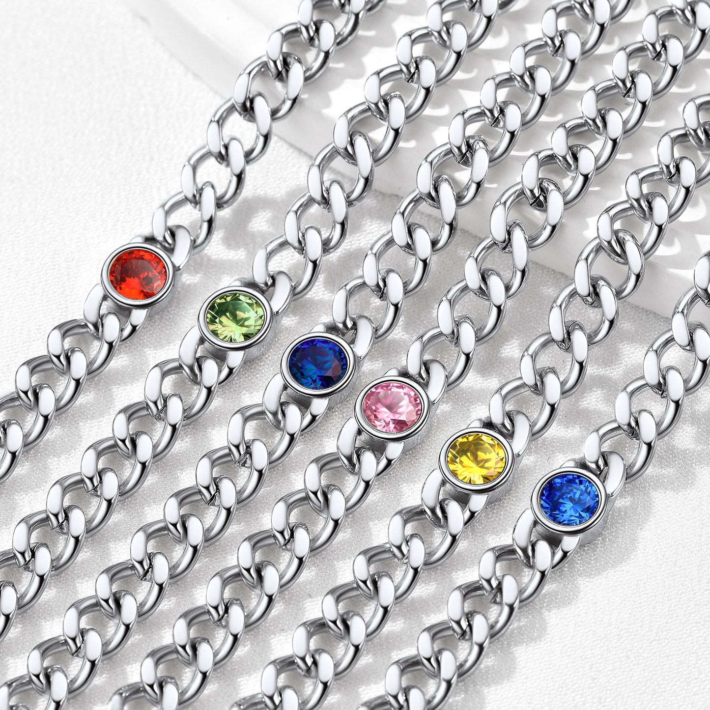 Cuban Link Birthstone Anklet Summer Beach Jewelry for Women