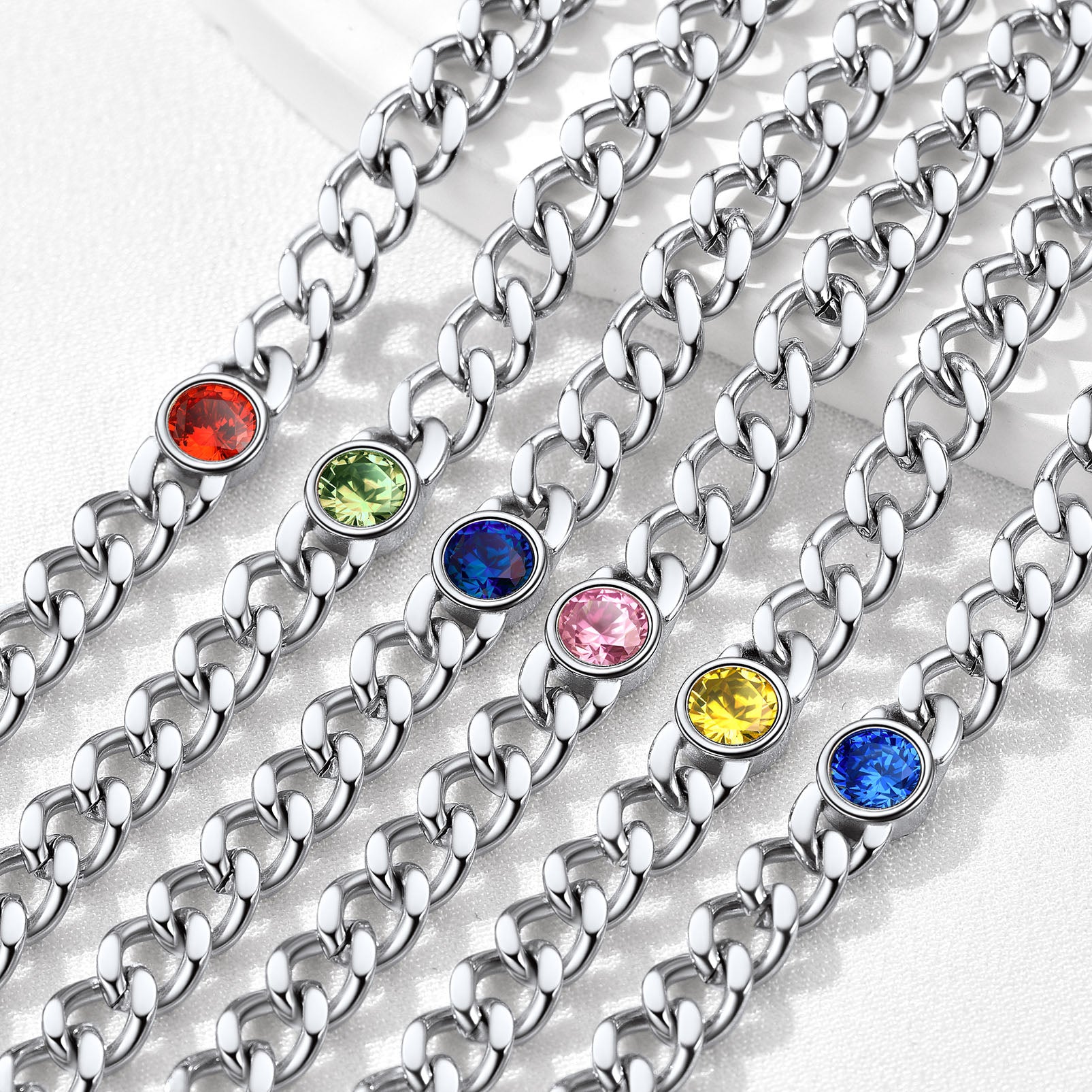 Cuban Link Birthstone Anklet Summer Beach Jewelry for Women