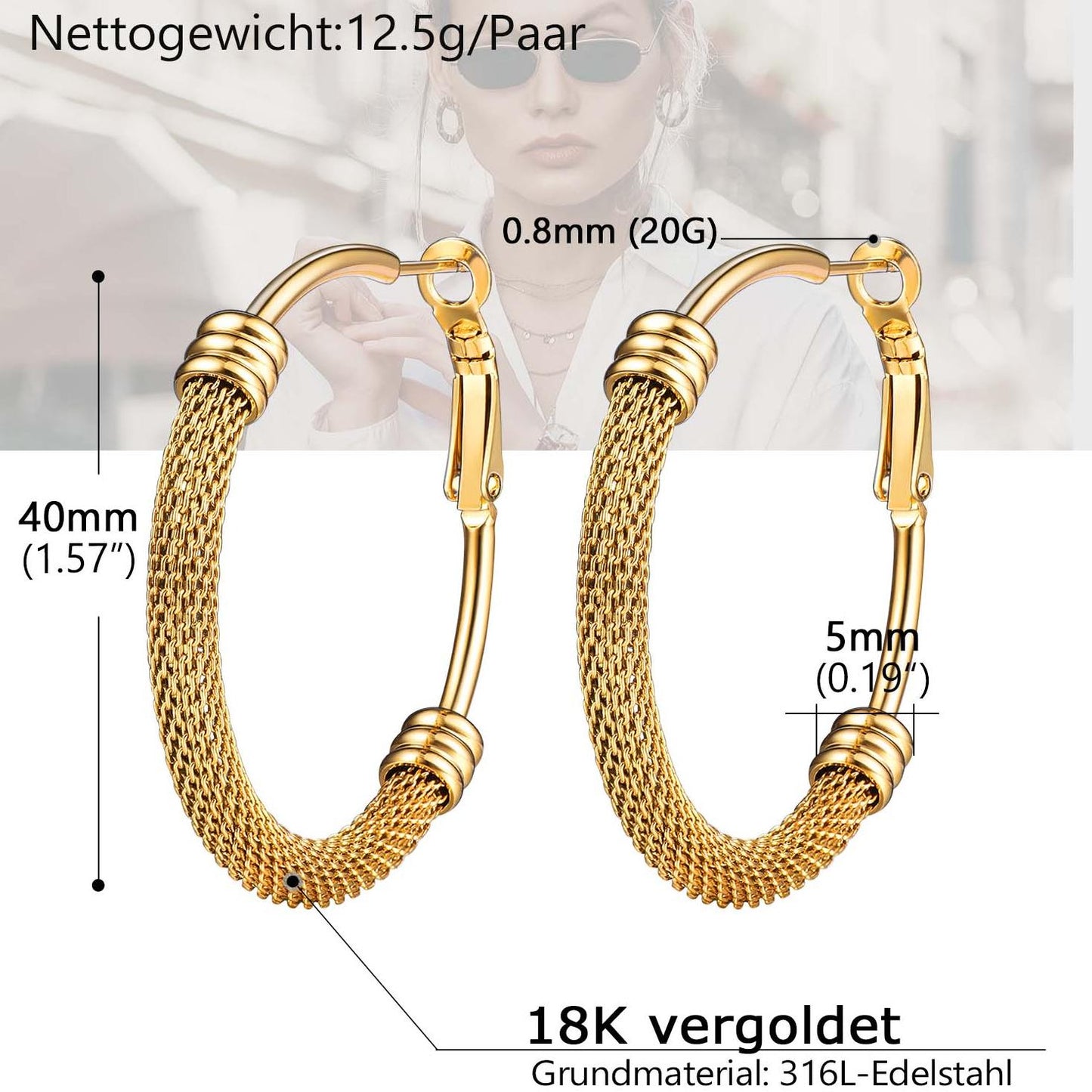 Minimalist Chunky Hoop Earrings For Women with Lobster Clasp