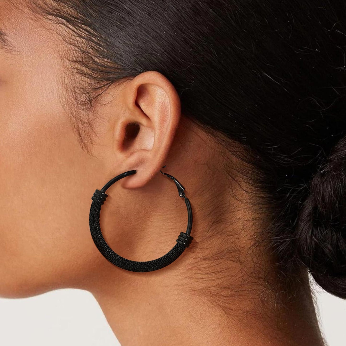 Black Chunky Hoop Earrings For Women