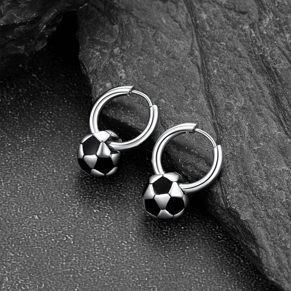 Sport 3D Soccer Hoop Earrings for Men Women FaithHeart