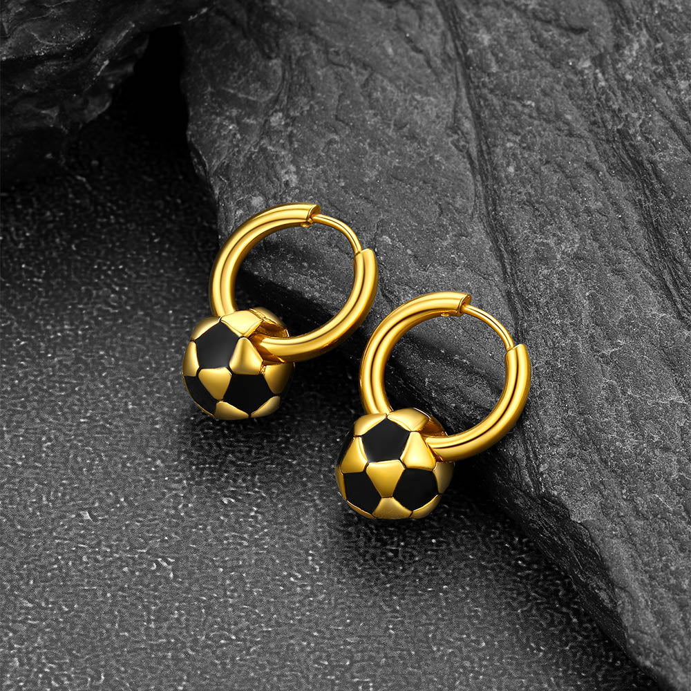 Sport 3D Soccer Hoop Earrings for Men Women FaithHeart