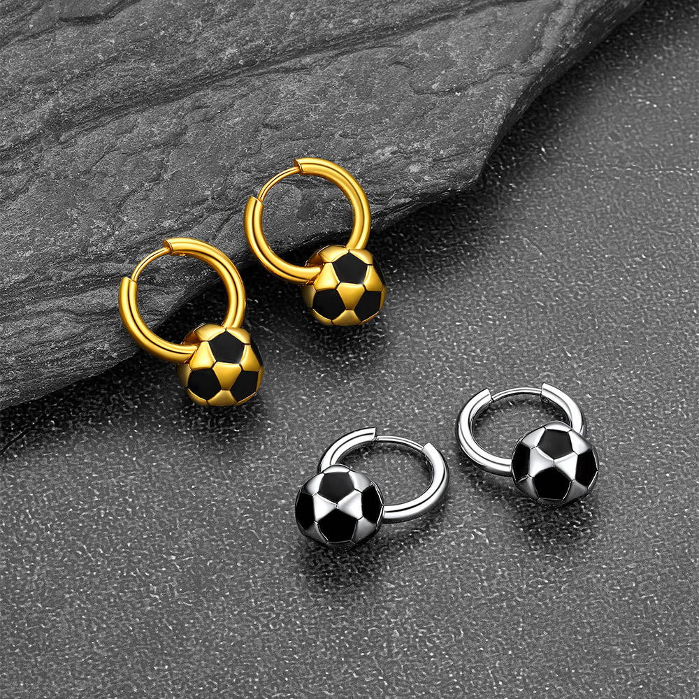 Sport 3D Soccer Hoop Earrings for Men Women FaithHeart